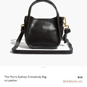Madewell micro Sydney black leather crossbody convertible bag